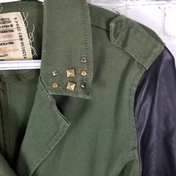 DOLLHOUSE | denim & vegan leather stud jacket - Picture 2 of 6